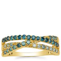 Blue Ombre Diamond Ring in 9K Gold 0.50ct