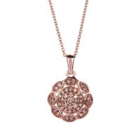 Champagne Diamond Necklace in Rose Tone Sterling Silver 0.5ct