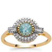 Madagascan Apatite Ring with White Zircon in 9K Gold 0.80ct