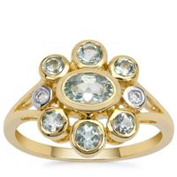 Aquaiba™ Beryl Ring with Diamond in 9K Gold 0.85ct