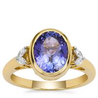 AAA Tanzanite Ring with Diamond in 18K Gold 2.95cts