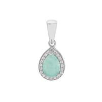 Gem-Jelly™ Aquaprase™ Pendant with White Zircon in Platinum Plated Sterling Silver 1.30cts
