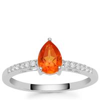 Padparadscha Topaz Ring with White Zircon in Sterling Silver 0.75ct