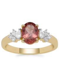 Rosé Apatite Ring with White Zircon in 9K Gold 1.85cts