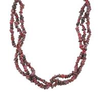 Ruby 3 line Fancy Nugget Bead Necklace in Sterling Silver 350cts 