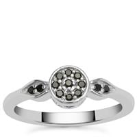Black Diamond Ring in Sterling Silver 0.12ct