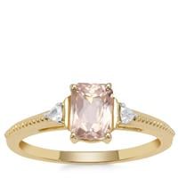 Cherry Blossom™ Morganite Ring with White Zircon in 9K Gold 1cts