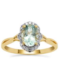 Aquaiba™ Beryl Ring with Diamond in 9K Gold 1.10cts