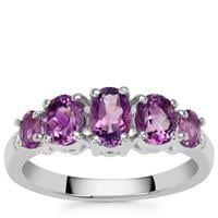 Moroccan Amethyst Ring with Diamond in Sterling Silver 1.60cts