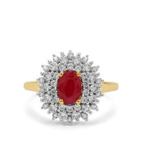 Burmese Ruby Ring with White Zircon in 9K Gold 2.15cts