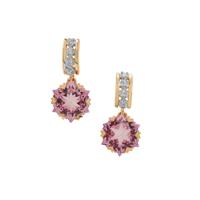 Wobito Snowflake Cut Patroke Topaz Earrings with White Zircon in 9K Gold 6.20cts
