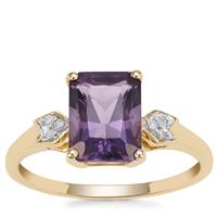 Blueberry Quartz Ring with Diamond in 9K Gold 2.08cts
