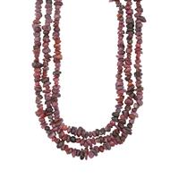 Ruby 3 Row Nugget Bead Necklace in Sterling Silver 375cts