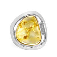 Baltic Champagne Amber Ring in Sterling Silver (15 x 12mm)