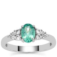 Botli Green Apatite Ring with White Zircon in 9K White Gold 1.15cts
