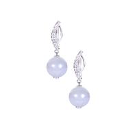 Type A White Jadeite Earrings with White Topaz in Sterling Silver 15.13cts