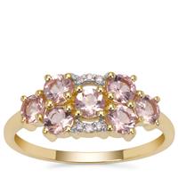 Cherry Blossom™ Morganite Ring with Pink Diamond in 9K Gold 1.10cts