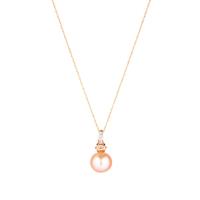 Naturally Pink Cultured Pearl Necklace with Diamond in 9K Rose Gold (8.50mm)