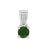 Chrome Diopside Pendant with White Zircon in Sterling Silver 0.58cts