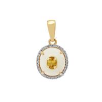 Type A Jadeite, Canary Sphene Pendant with White Zircon in 9K Gold 3.45cts