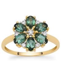 Royal Indigolite Ring with White Zircon in 9K Gold 1.45cts