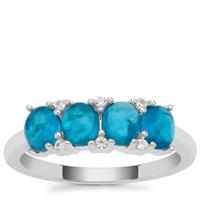 Neon Apatite Ring with White Zircon in Sterling Silver 2cts