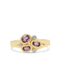 Pink Sapphire Ring with Diamond in 9K Gold 0.95ct