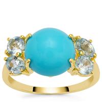 Sleeping Beauty Turquoise Ring with Santa Maria Aquamarine in 9K Gold 3.95cts