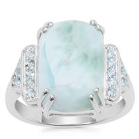 Larimar Ring with Swiss Blue Topaz in Sterling Silver 8.58cts