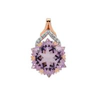 Wobito Snowflake Cut Ametista Amethyst Pendant with White Zircon in 9K Rose Gold 7.45cts