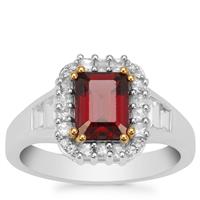 Nampula Garnet Ring with White Zircon in Sterling Silver 2.85cts