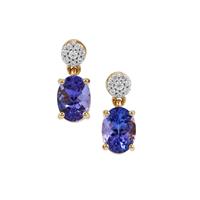 AAA Tanzanite Earrings with White Zircon in 9K Gold 2.45cts