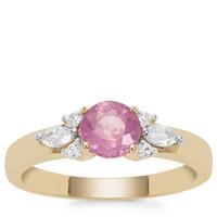 Ilakaka Hot Pink Sapphire Ring with White Zircon in 9K Gold 1.35cts (F)