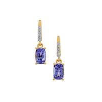 AA Tanzanite Earrings with White Zircon in 9K Gold 1.40cts