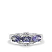 Bi Colour Tanzanite Ring with White Zircon in Sterling Silver 1.55cts