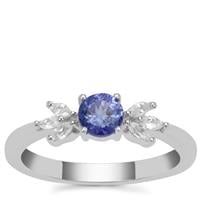 AA Tanzanite Ring with White Zircon in Sterling Silver 1.05cts