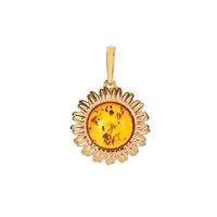 Baltic Cognac Amber Pendant in Gold Plated Sterling Silver (12mm)
