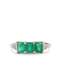 Panjshir Emerald Ring with Diamond in 18K Gold 1.30cts 