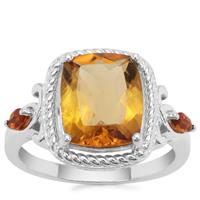 Golden Tanzanian Scapolite Ring with Diamantina Citrine in Sterling Silver 3.67cts