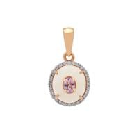 Type A Jadeite, Pink Sapphire Pendant with White Zircon in 9K Rose Gold 3.60cts