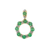 Zambian Emerald Pendant with White Zircon in 9K Gold 1.20cts