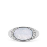 Aquamarine Ring with White Zircon in Sterling Silver 3.51cts