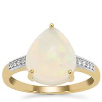 Ethiopian Opal Ring with White Zircon in 9K Gold 2.75cts
