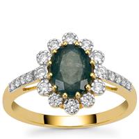 Grandidierite Ring with White Zircon in 9K Gold 1.50cts