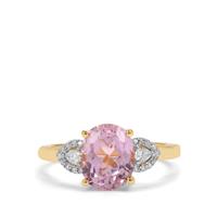Nuristan Kunzite Ring with Diamond in 18K Gold 3.60cts