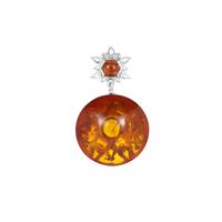 Baltic Cognac Amber Reversible Pendant in Sterling Silver (20.50mm)