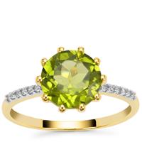 Red Dragon Peridot Ring with White Zircon in 9K Gold 2.65cts