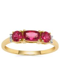Nigerian Rubellite Ring with Diamond in 9K Gold 1.05cts
