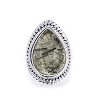 Tourmalinated Quartz Ring  in Sterling Silver 17cts