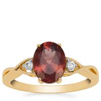 Rosé Apatite Ring with White Zircon in 9K Gold 1.95cts